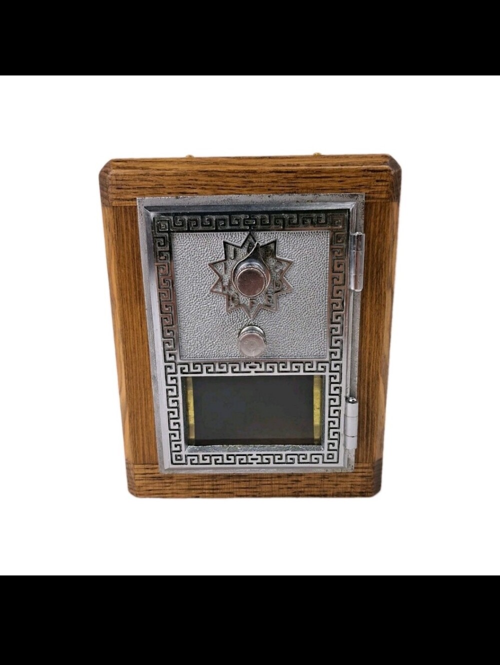 Vintage Mini Vault Coin Bank Puzzle Safe Lock Box Wooden Novelty Piggy Bank